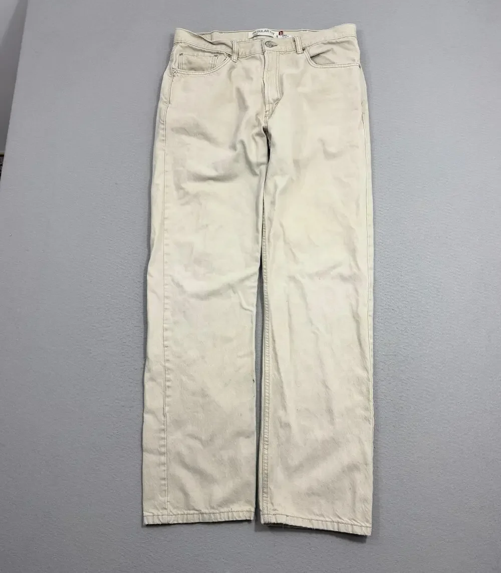 Vintage Levis 505 Regular Fit Jeans Men's 38x34 (Fits 36x33) Cream y2k 2008